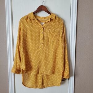Anthropologie Isadora Mustard Yellow Button Henley Top